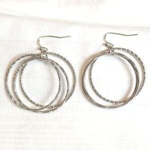 Silver Etched Multi Hoop Earrings